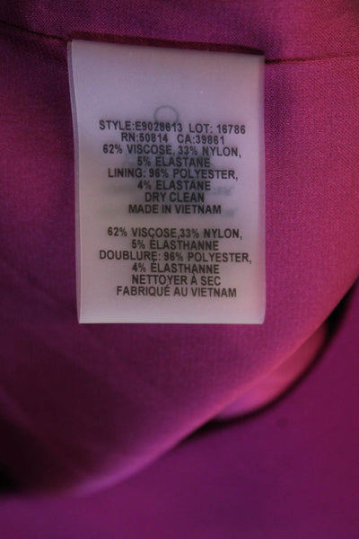 Elie Tahari Womens Long Sleeve High Neck Zip Pleated Dress Plum Size 04