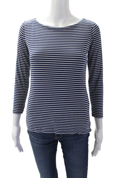 Vineyard Vines Womens Striped Long Sleeves Shirt Navy Blue White Size Small