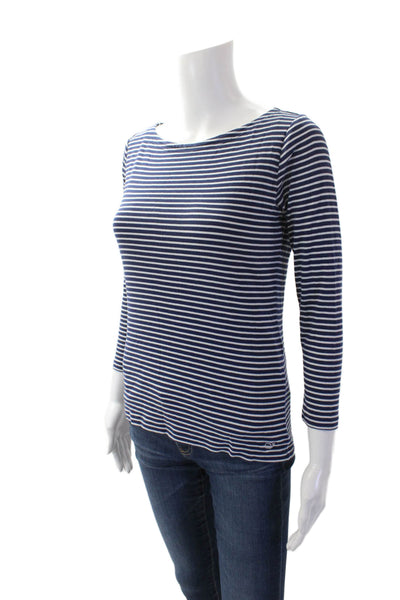 Vineyard Vines Womens Striped Long Sleeves Shirt Navy Blue White Size Small