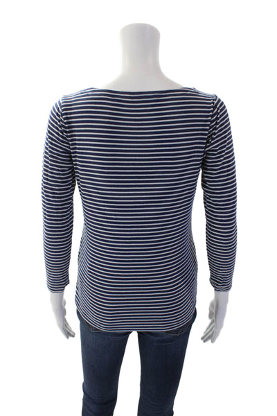 Vineyard Vines Womens Striped Long Sleeves Shirt Navy Blue White Size Small