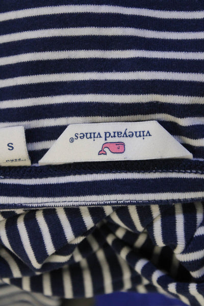 Vineyard Vines Womens Striped Long Sleeves Shirt Navy Blue White Size Small