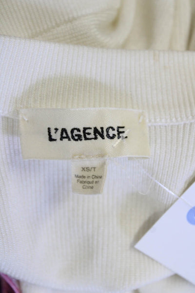 L Agence Womens Cotton Long Sleeve V-neck Button Knit Top White Size XS