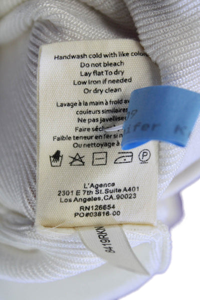 L Agence Womens Cotton Long Sleeve V-neck Button Knit Top White Size XS