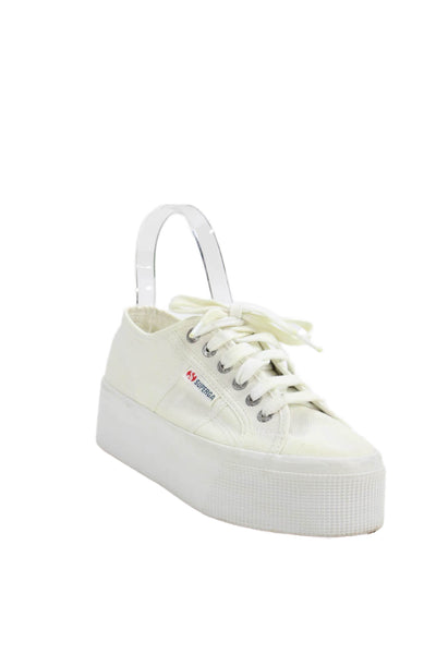 Superga Womens Textured Lace Up Platform Lined Sneakers White Size EUR 35