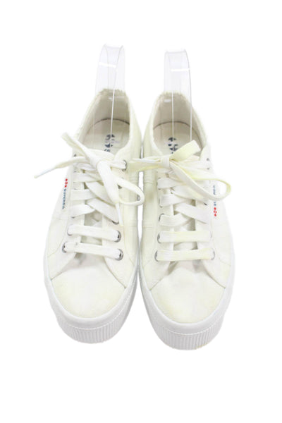 Superga Womens Textured Lace Up Platform Lined Sneakers White Size EUR 35