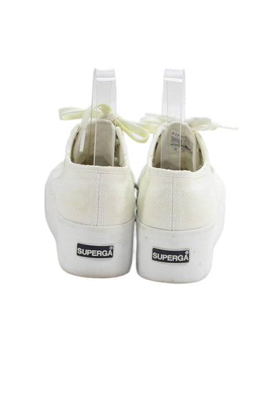 Superga Womens Textured Lace Up Platform Lined Sneakers White Size EUR 35