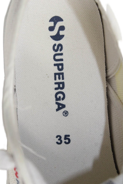 Superga Womens Textured Lace Up Platform Lined Sneakers White Size EUR 35