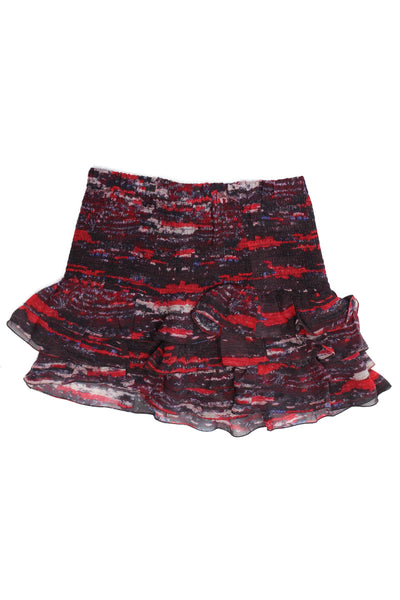 Isabel Marant For H+M Girls Smocked Abstract Silk Skirt Purple Red Size 12-13