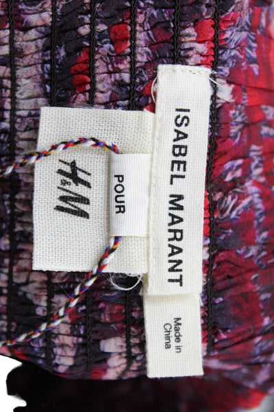 Isabel Marant For H+M Girls Smocked Abstract Silk Skirt Purple Red Size 12-13
