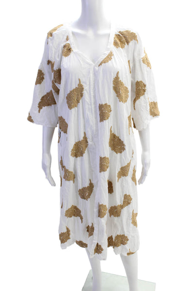 August Higher Than The Sun Womens Cotton Embroidered Dress White Size S