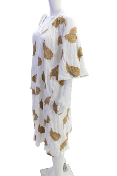 August Higher Than The Sun Womens Cotton Embroidered Dress White Size S