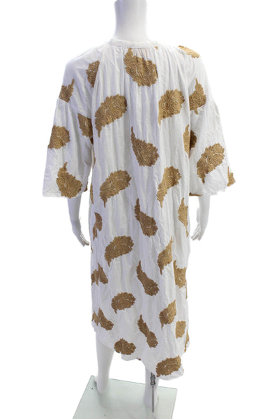 August Higher Than The Sun Womens Cotton Embroidered Dress White Size S