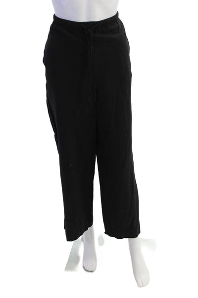 Rhythm Drawstring Waist Pocketed Wide Legged Casual Pants Solid Black Size 4