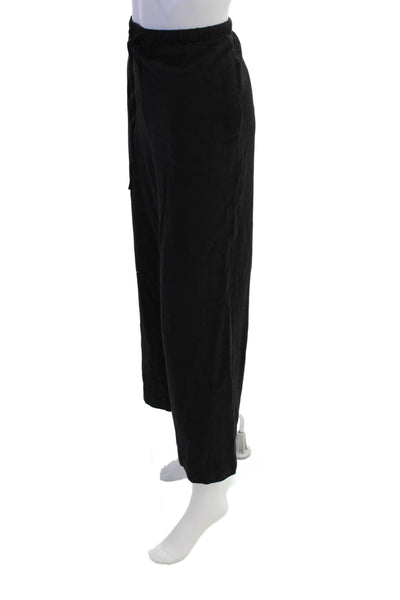 Rhythm Drawstring Waist Pocketed Wide Legged Casual Pants Solid Black Size 4