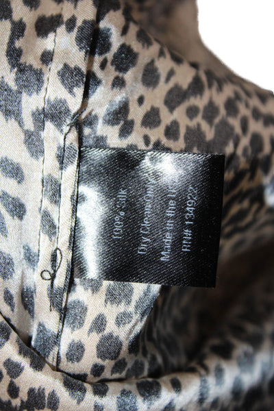 Emerson Fry Womens Silk Animal Printed Short Sleeve Blouse Beige Size 00