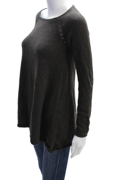 Wythe NY Womens Cashmere Braided Detail Long Sleeve Sweater Dark Gray Size XS