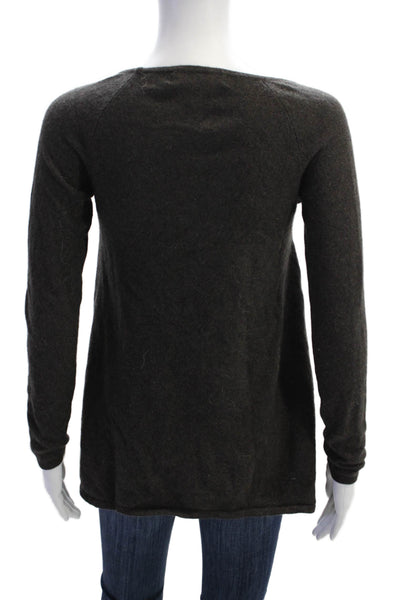 Wythe NY Womens Cashmere Braided Detail Long Sleeve Sweater Dark Gray Size XS