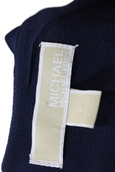 Michael Michael Kors Womens Belted Sleeveless Wide Leg Jumpsuit Navy Blue Size 0