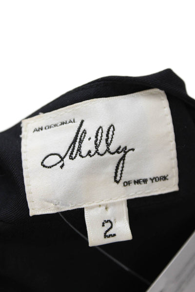 Milly Womens Textured V-neck Half Sleeve Dotted Multicolor Dress Black Size 02