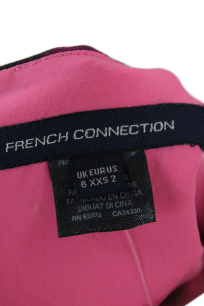 French Connection Womens Textured Round Neck Short Sleeve Dress Pink Size 02