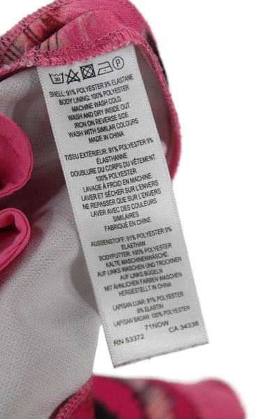 French Connection Womens Textured Round Neck Short Sleeve Dress Pink Size 02