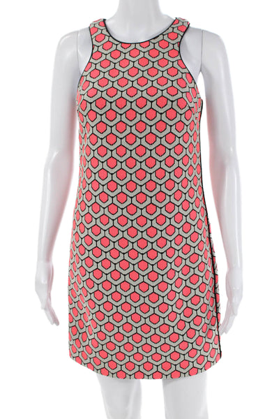 Trina Turk Womens Textured Sleeveless Round Neck Pattern Dress Pink Size 0