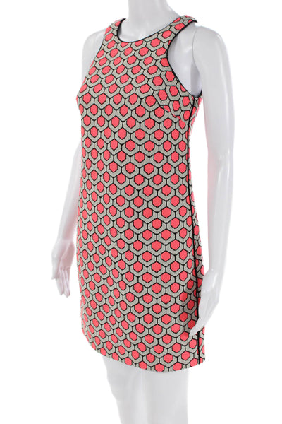 Trina Turk Womens Textured Sleeveless Round Neck Pattern Dress Pink Size 0