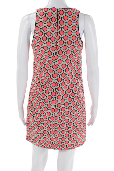 Trina Turk Womens Textured Sleeveless Round Neck Pattern Dress Pink Size 0