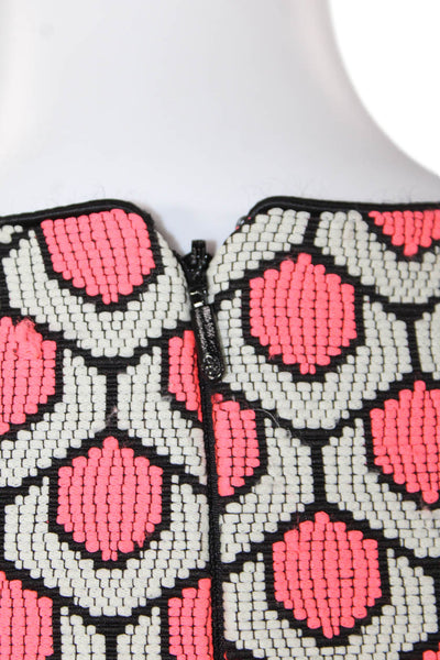 Trina Turk Womens Textured Sleeveless Round Neck Pattern Dress Pink Size 0