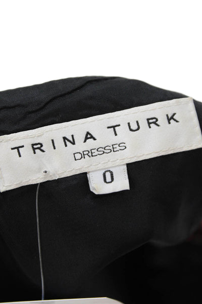Trina Turk Womens Textured Sleeveless Round Neck Pattern Dress Pink Size 0