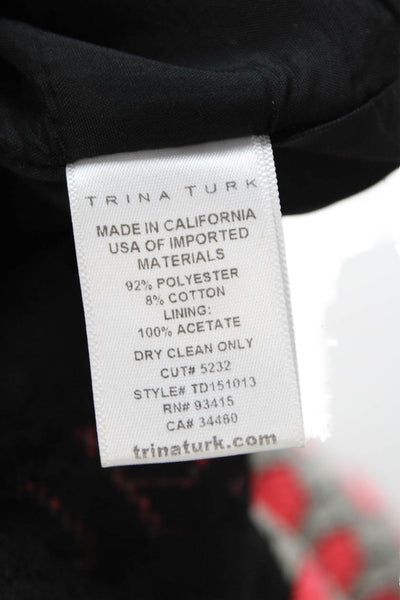 Trina Turk Womens Textured Sleeveless Round Neck Pattern Dress Pink Size 0
