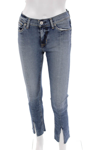 Hudson Womens Cotton Zip Button Skinny Fray Leg Jeans Blue Size EUR 26