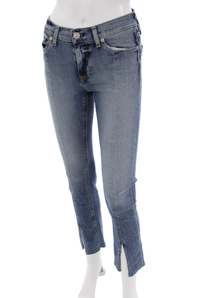 Hudson Womens Cotton Zip Button Skinny Fray Leg Jeans Blue Size EUR 26