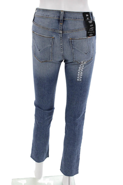 Hudson Womens Cotton Zip Button Skinny Fray Leg Jeans Blue Size EUR 26