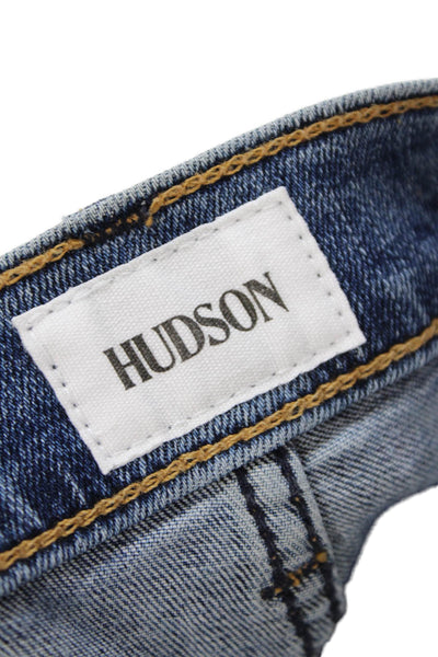 Hudson Womens Cotton Zip Button Skinny Fray Leg Jeans Blue Size EUR 26