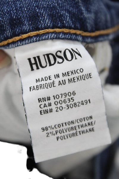 Hudson Womens Cotton Zip Button Skinny Fray Leg Jeans Blue Size EUR 26