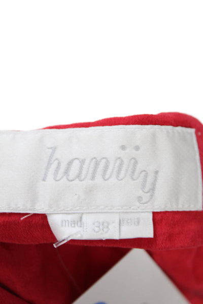 Hanii Y Womens Silk Short Sleeve V Neck Blouse Red Size 38