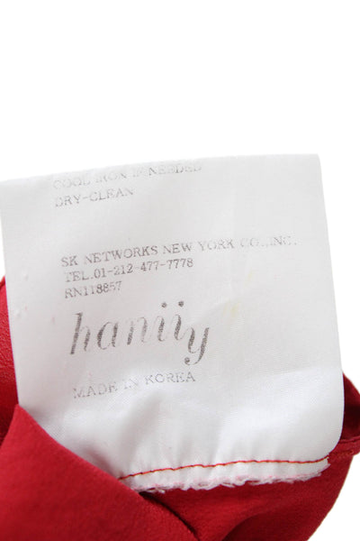 Hanii Y Womens Silk Short Sleeve V Neck Blouse Red Size 38