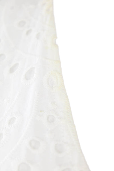 Walker & Wade Womens V Neck Eyelet Lace Button Down Dress White Size M