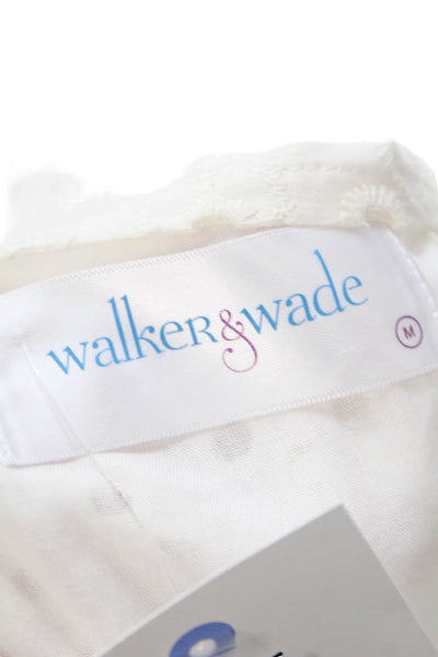 Walker & Wade Womens V Neck Eyelet Lace Button Down Dress White Size M