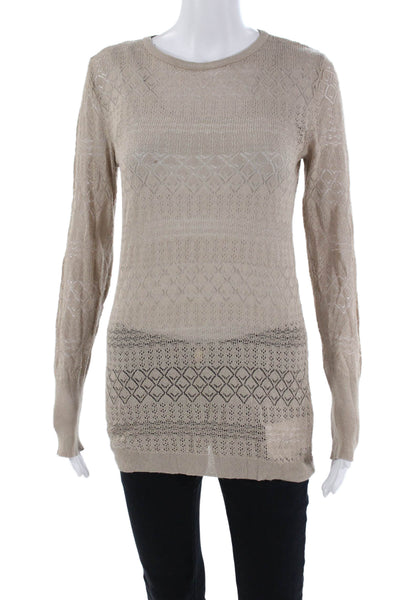 Zara Knit Womens Knit Long Sleeves Pullover Sweater Sugar Brown Size Large
