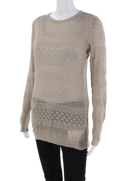 Zara Knit Womens Knit Long Sleeves Pullover Sweater Sugar Brown Size Large