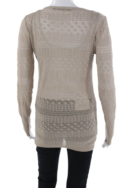 Zara Knit Womens Knit Long Sleeves Pullover Sweater Sugar Brown Size Large
