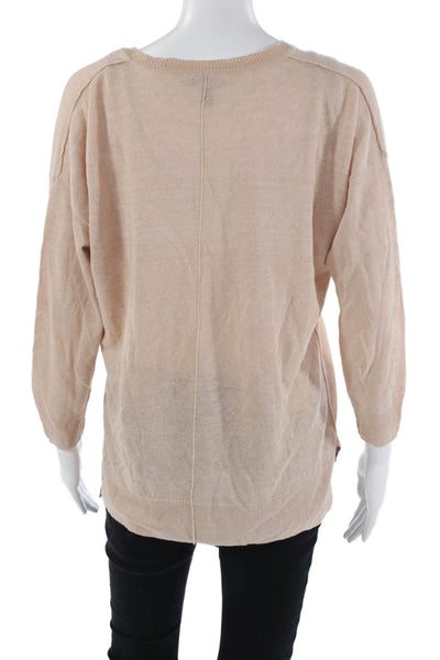 J Crew Womens Linen Long Sleeves V Neck Sweater Sand Beige Size Small