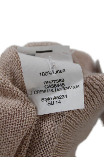 J Crew Womens Linen Long Sleeves V Neck Sweater Sand Beige Size Small