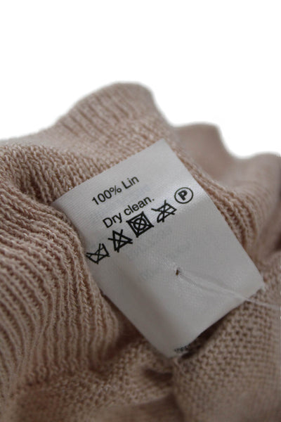 J Crew Womens Linen Long Sleeves V Neck Sweater Sand Beige Size Small