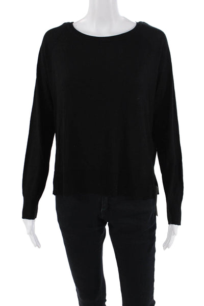 Zara Womens Long Sleeves Crew Neck Pullover Sweater Jet Black Size Medium