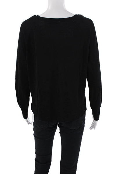 Zara Womens Long Sleeves Crew Neck Pullover Sweater Jet Black Size Medium