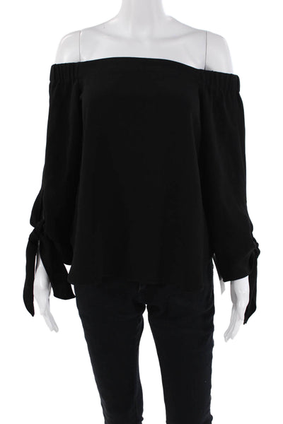 Club Monaco Womens Off The Shoulder Long Sleeves Blouse Black Size 2