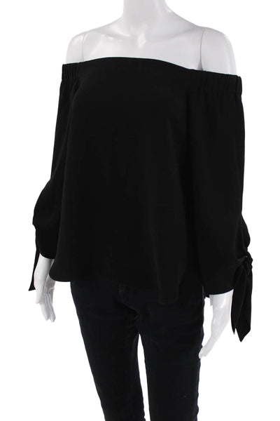 Club Monaco Womens Off The Shoulder Long Sleeves Blouse Black Size 2